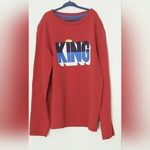 Boden Red Long Sleeve T-Shirt Boys Size 11-12 KING Graphic Casual Comfort